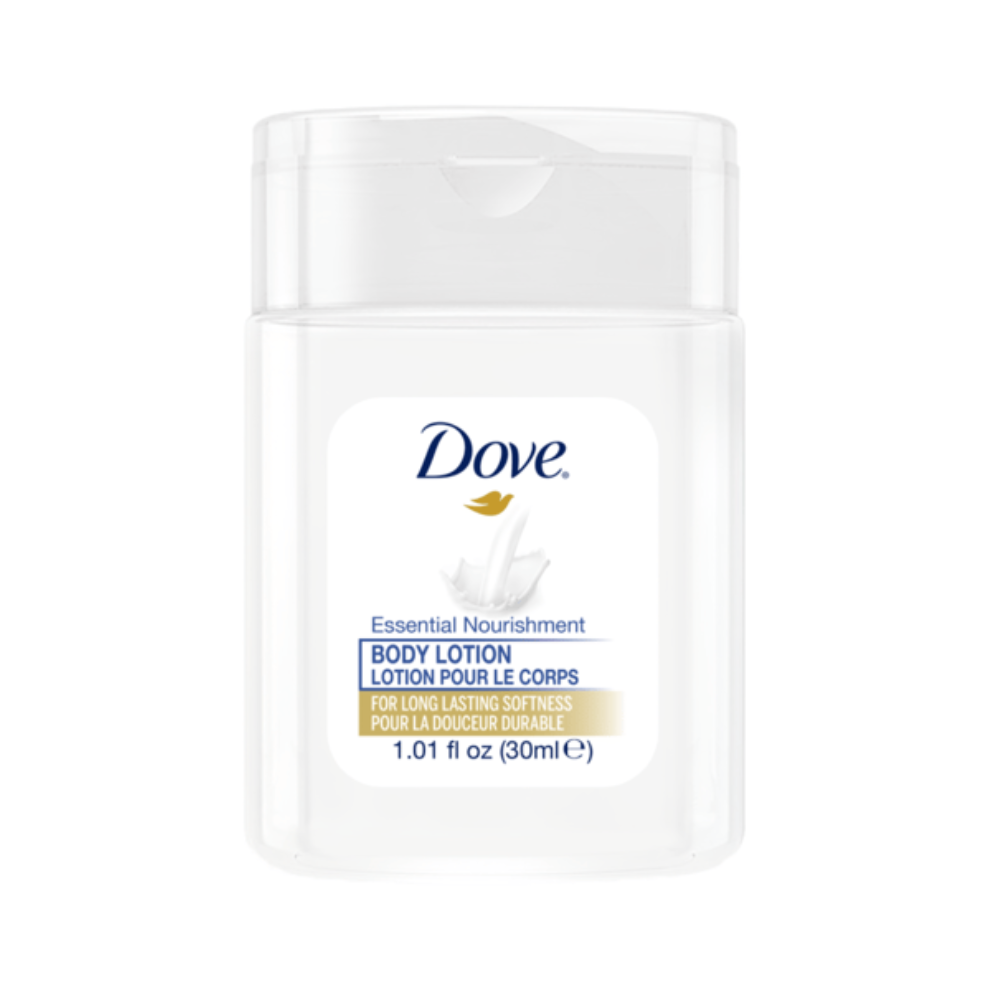 30ml Dove Hydrating Care body lotion, softening and skin-friendly, great for spa kits, hotels, and guest bathroom use