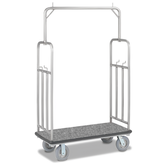 Stainless steel bellman cart for hotels and resort, ideal for luggage transport
