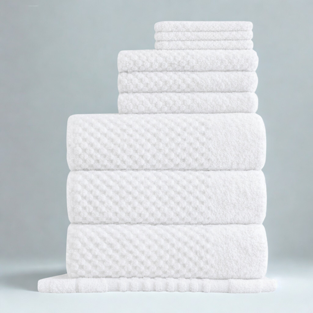 Guest bath cloth set, soft cotton towels for hotels, resorts, and accommodation use