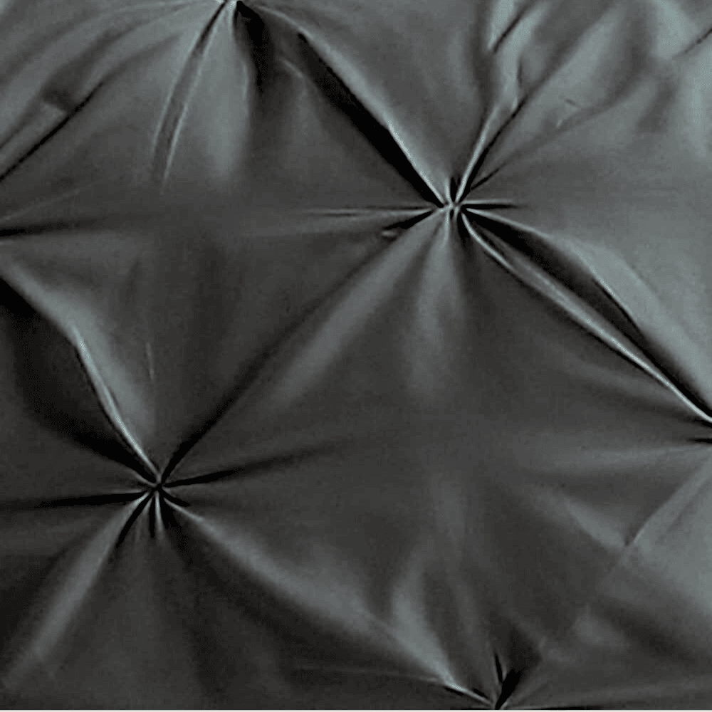Luxurious 3pc Pintuck Duvet Cover Set - Dark Grey - Close up