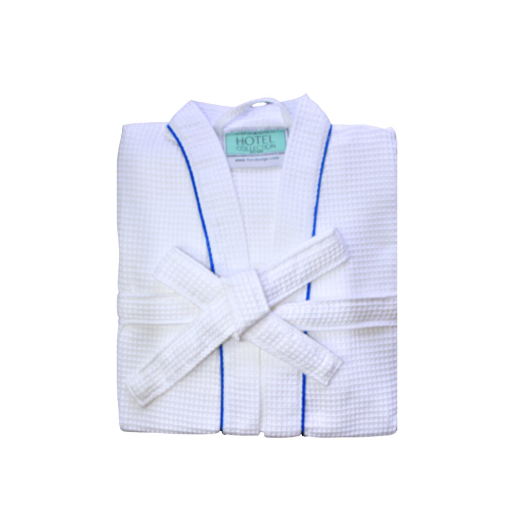 Soft white Bathrobe with blue stripe