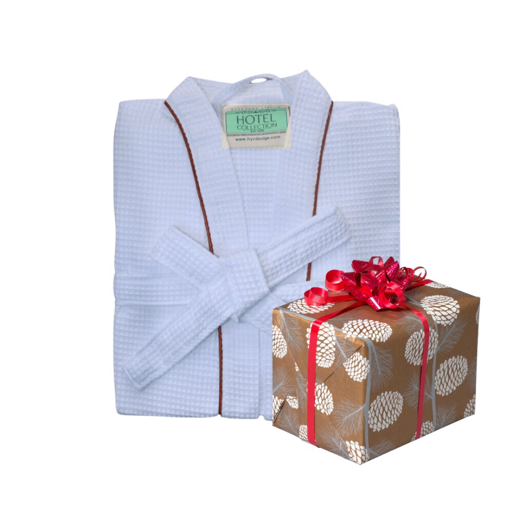 Waffle Kimono Bathrobe brown stipe gift