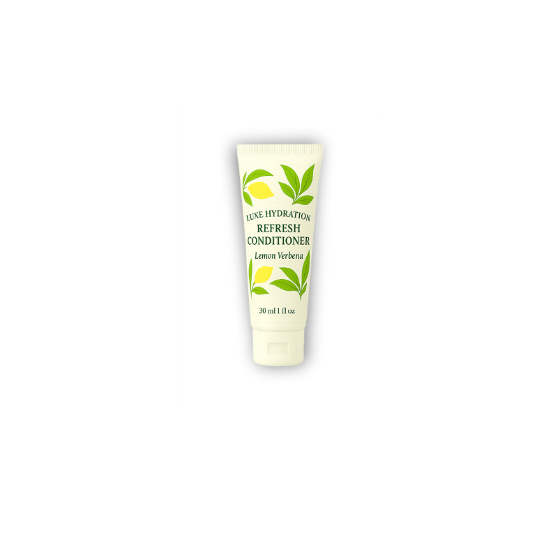 30ml travel conditioner with lemon verbena and green tea, ideal for guest room amenities in spas and boutique hotels