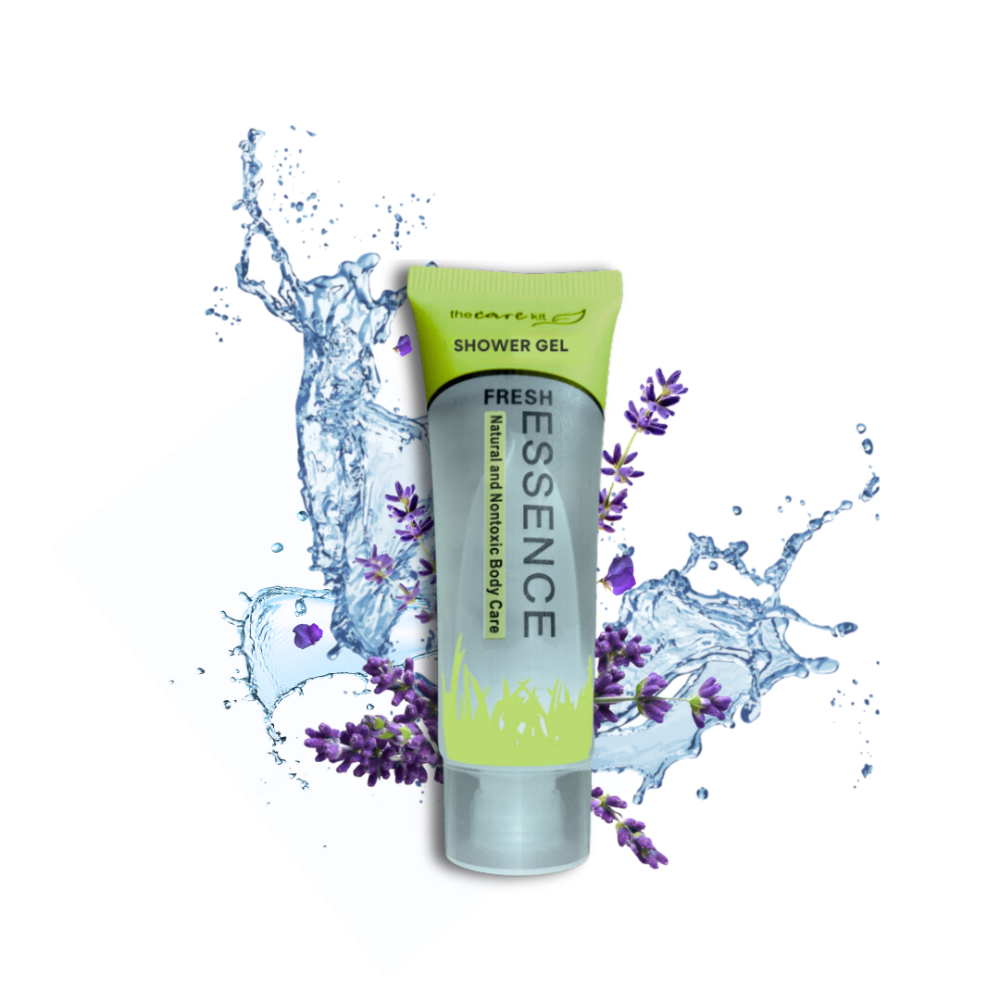 Fresh Essence 30ml shower gel for hotels and Airbnb, rejuvenating body wash with fresh fragrance and nourishing oils