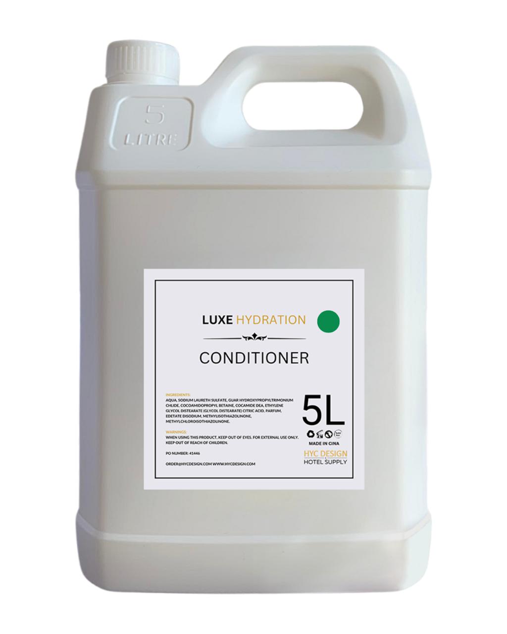 5L conditioner refill for guest bathrooms, smoothing and softening with a fresh mix of verbena, green tea, and white musk.