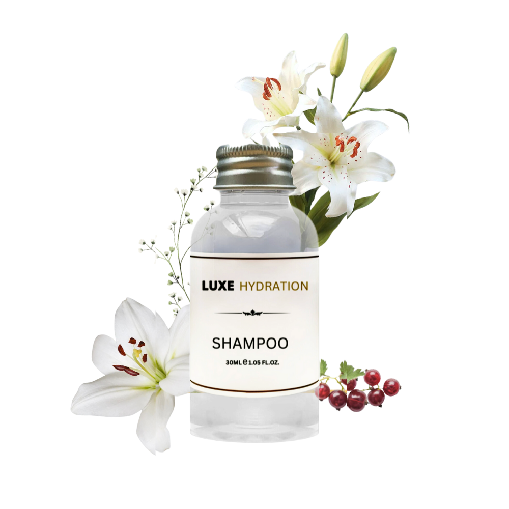 30ml travel-size shampoo for hotel and guest use, ideal for hospitality kits, with fresh scent and gentle cleansing formula