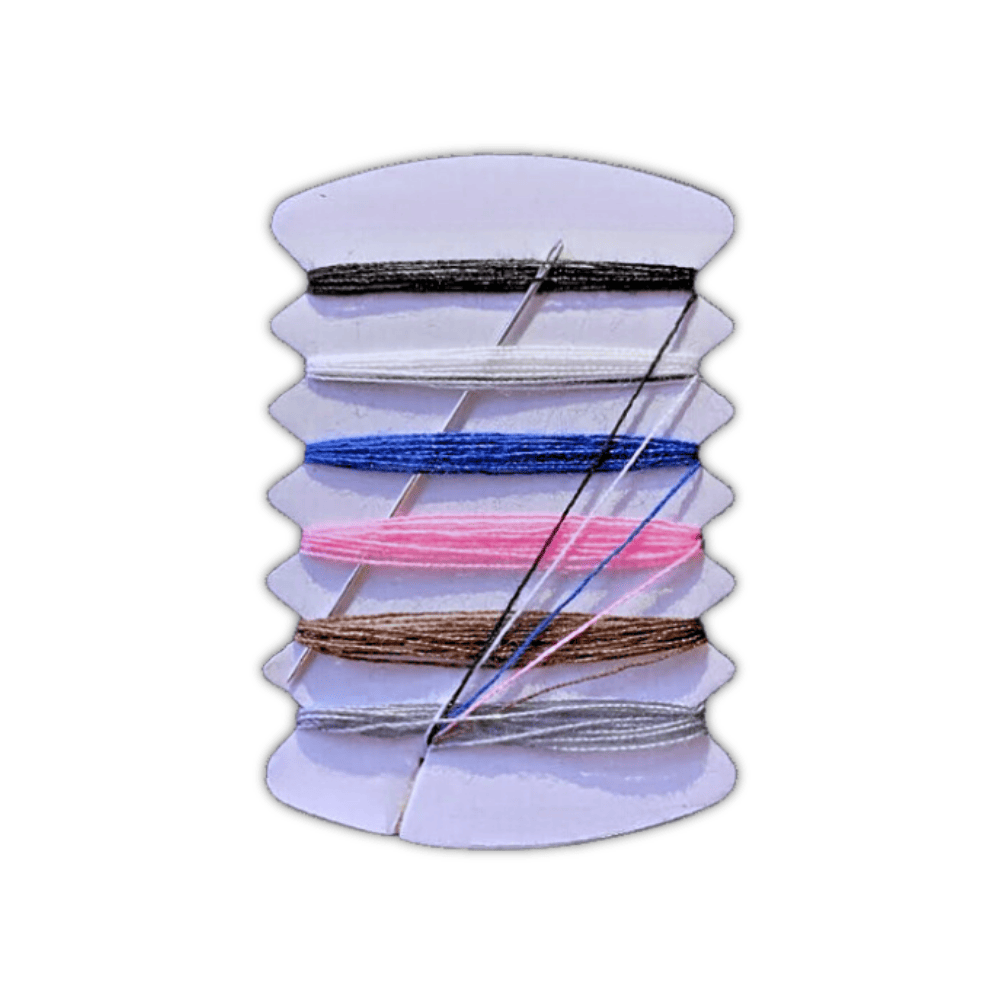 6 Colour Travel Sewing Kit, Thread Repair Emergency Kit - Black, White, Blue, Pink, Brown, Grey