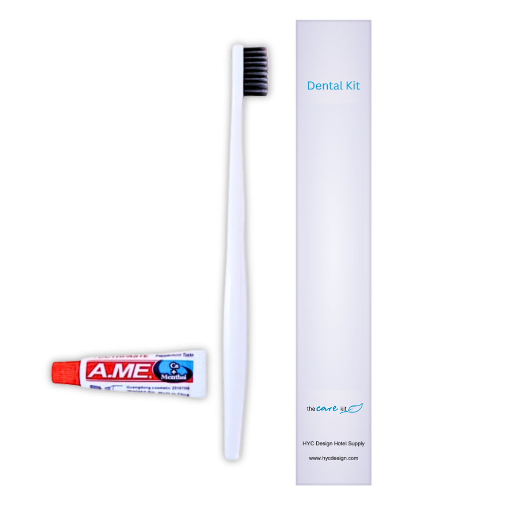 Compact dental kit with soft-bristle toothbrush and 6g mint toothpaste, perfect for hotels, spas, and Airbnb guest rooms