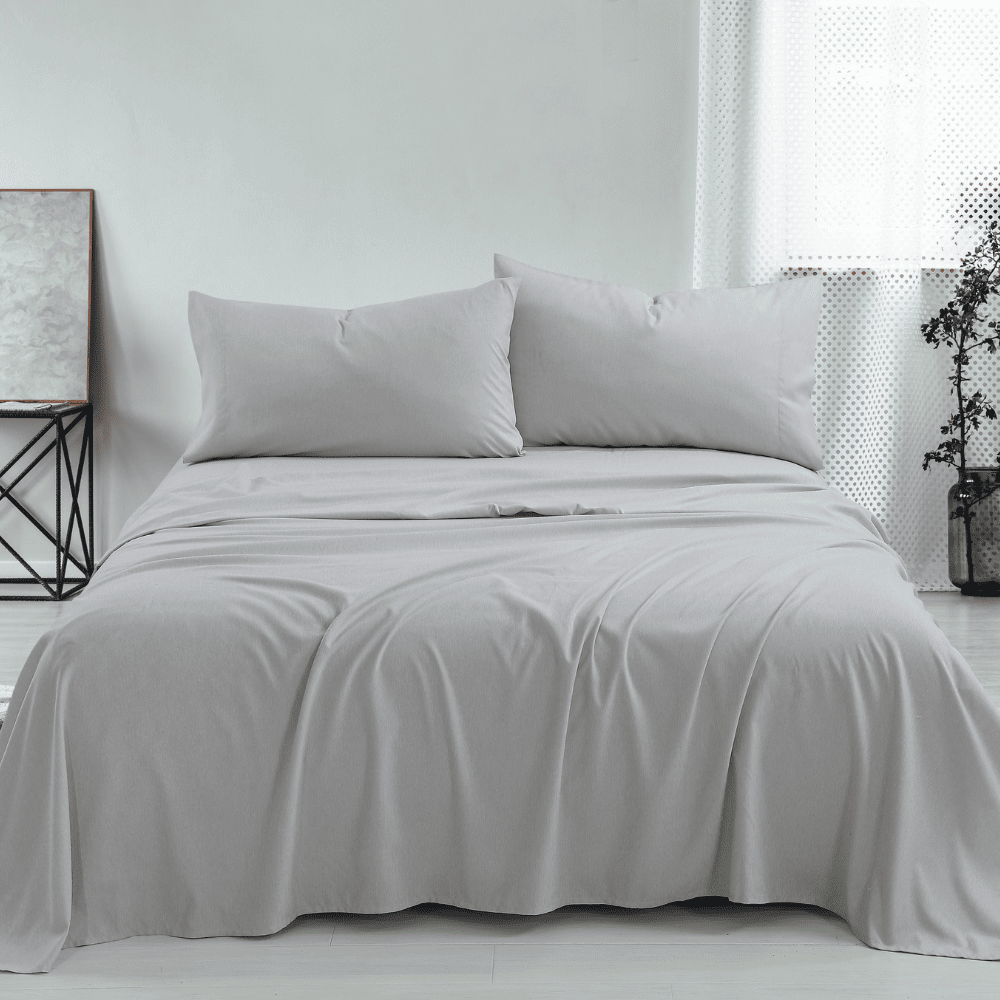 Soft Bedding Bed Set - 4 Pieces- Light grey