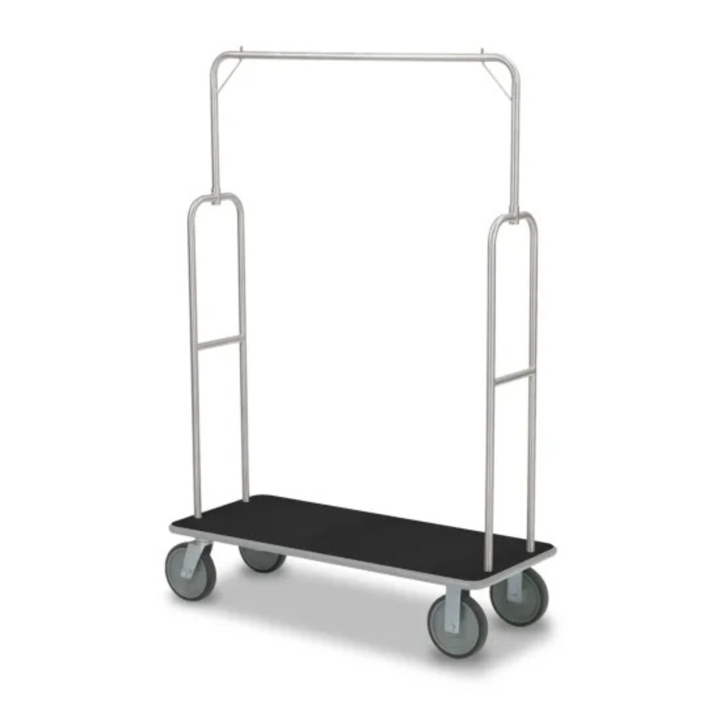 stainless steel bellman cart for hotels and resorts, ideal for luggage transport