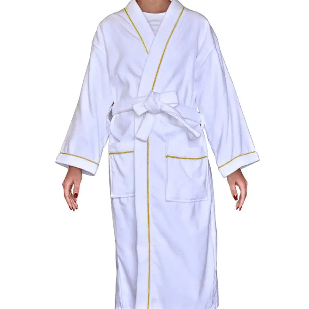 Velour Terry Kimono Bathrobe - Gold piping