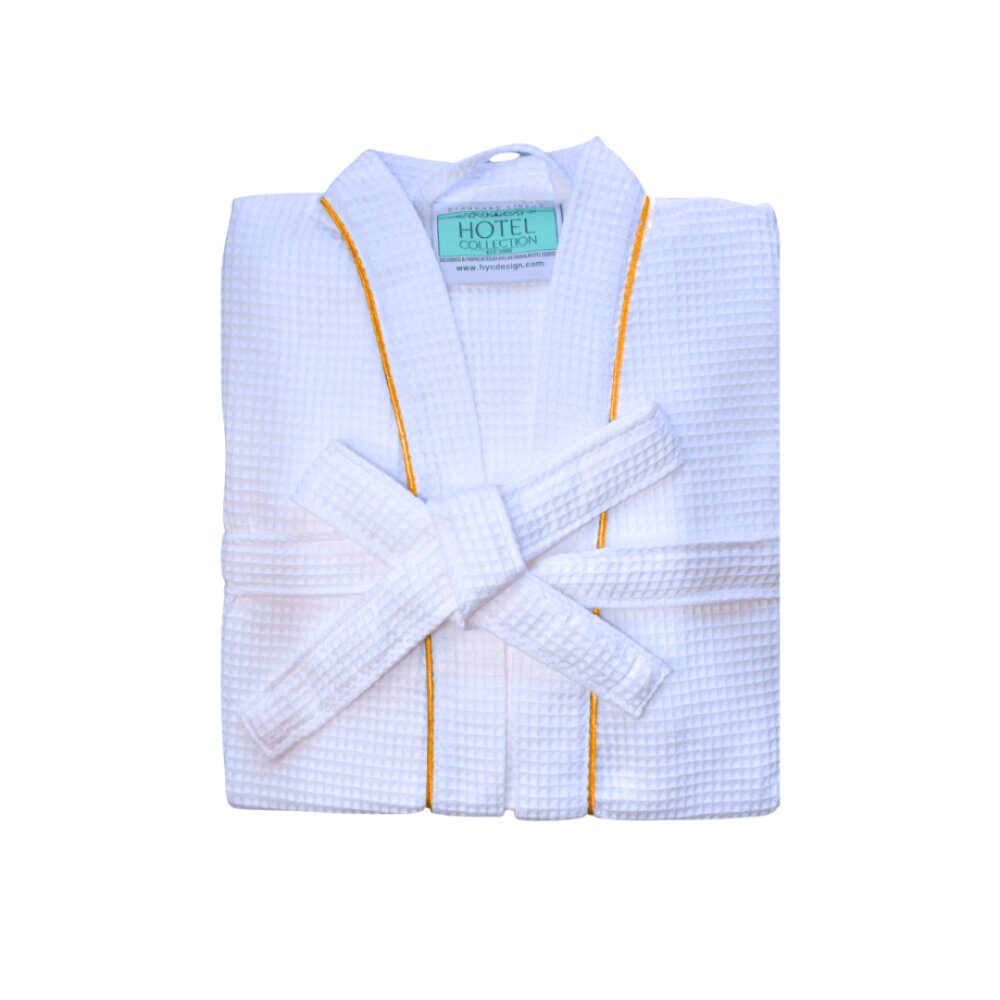 Waffle Kimono Bathrobe yellow stripe