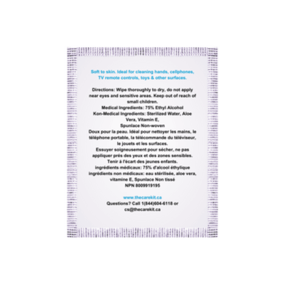 Hand Sanitizer Wipes, 75% Ethyl Alcohol Wipes with Aloe Vera & Vitamin E - Back View