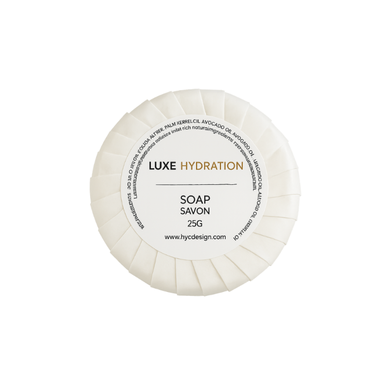 Premium Luxe Hydration soap bar with elegant scent and essential oils, available in 13g, 25g, or 30g massage bar formats