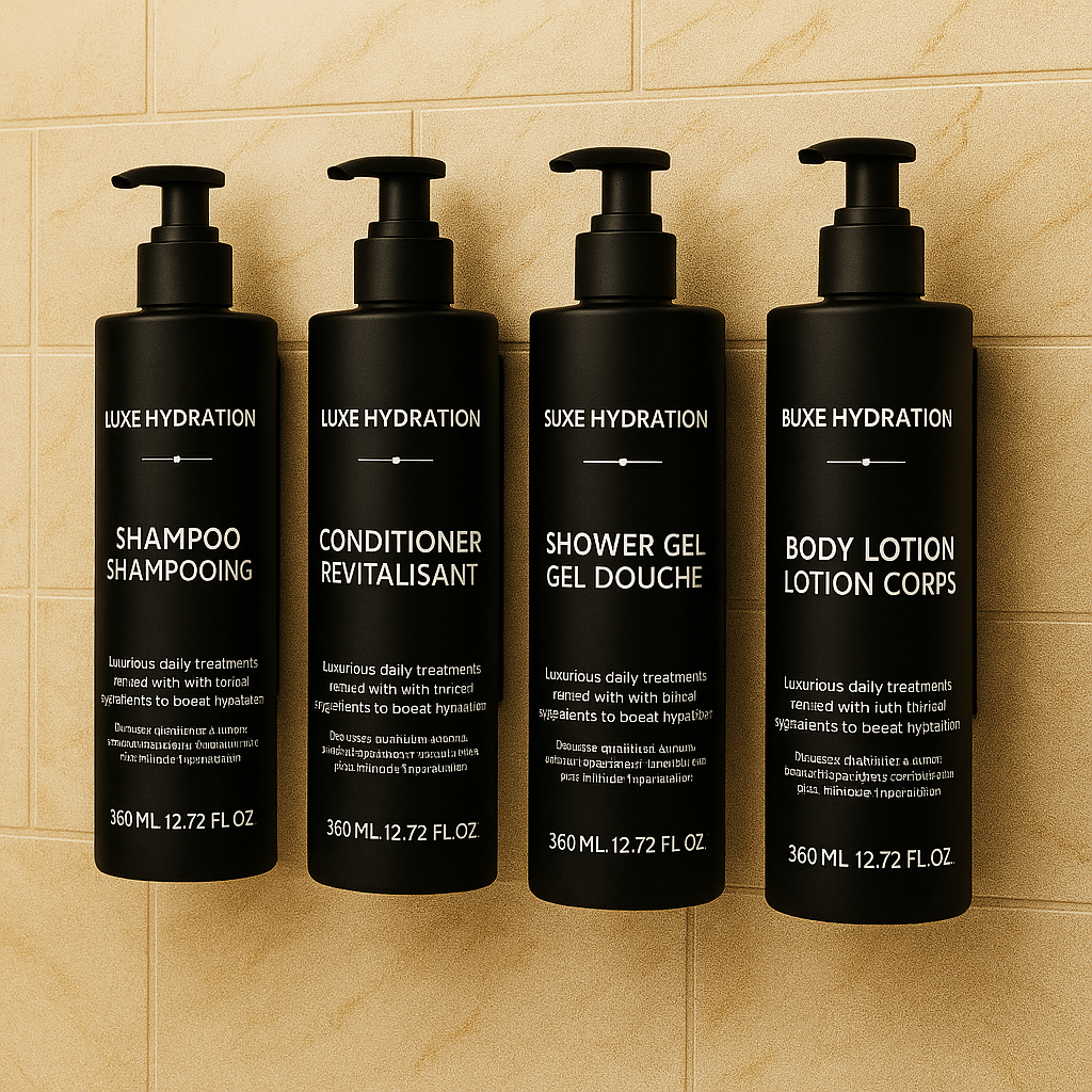 Refillable Shower Gel Dispenser, 360ml Hotel & Guest Bathroom Use with Invisible Wall-Mount