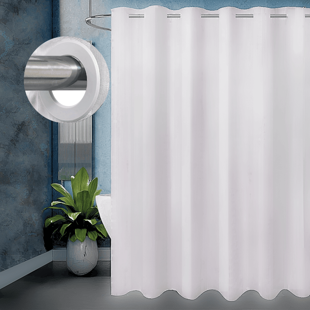 premium quality hook less shower curtain for hotels, Airbnb, and inns, perfect for easy installation