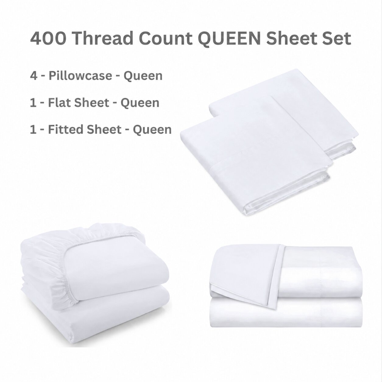 Luxury 400 Thread Count 6-Piece Egyptian Cotton Sheet Set - Queen & King