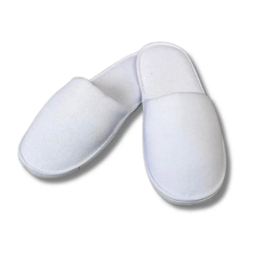 White hotel slippers