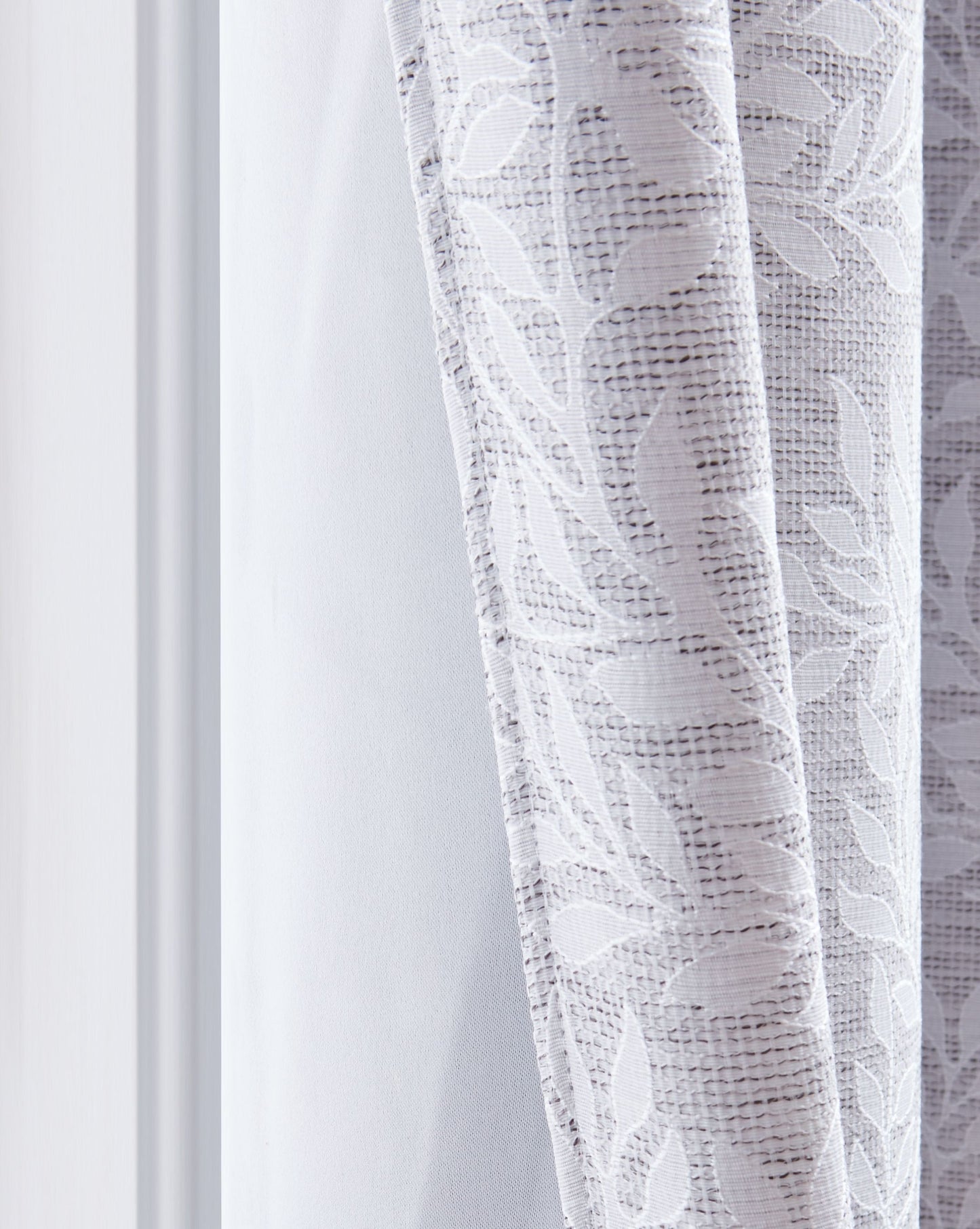 Jacquard Leaf Blackout Grommet 100% Polyester Single Window Panel - Grey