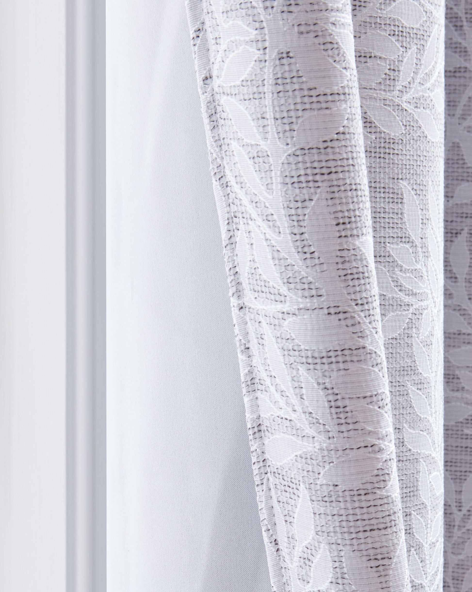 Jacquard Leaf Blackout Grommet 100% Polyester Single Window Panel - Grey