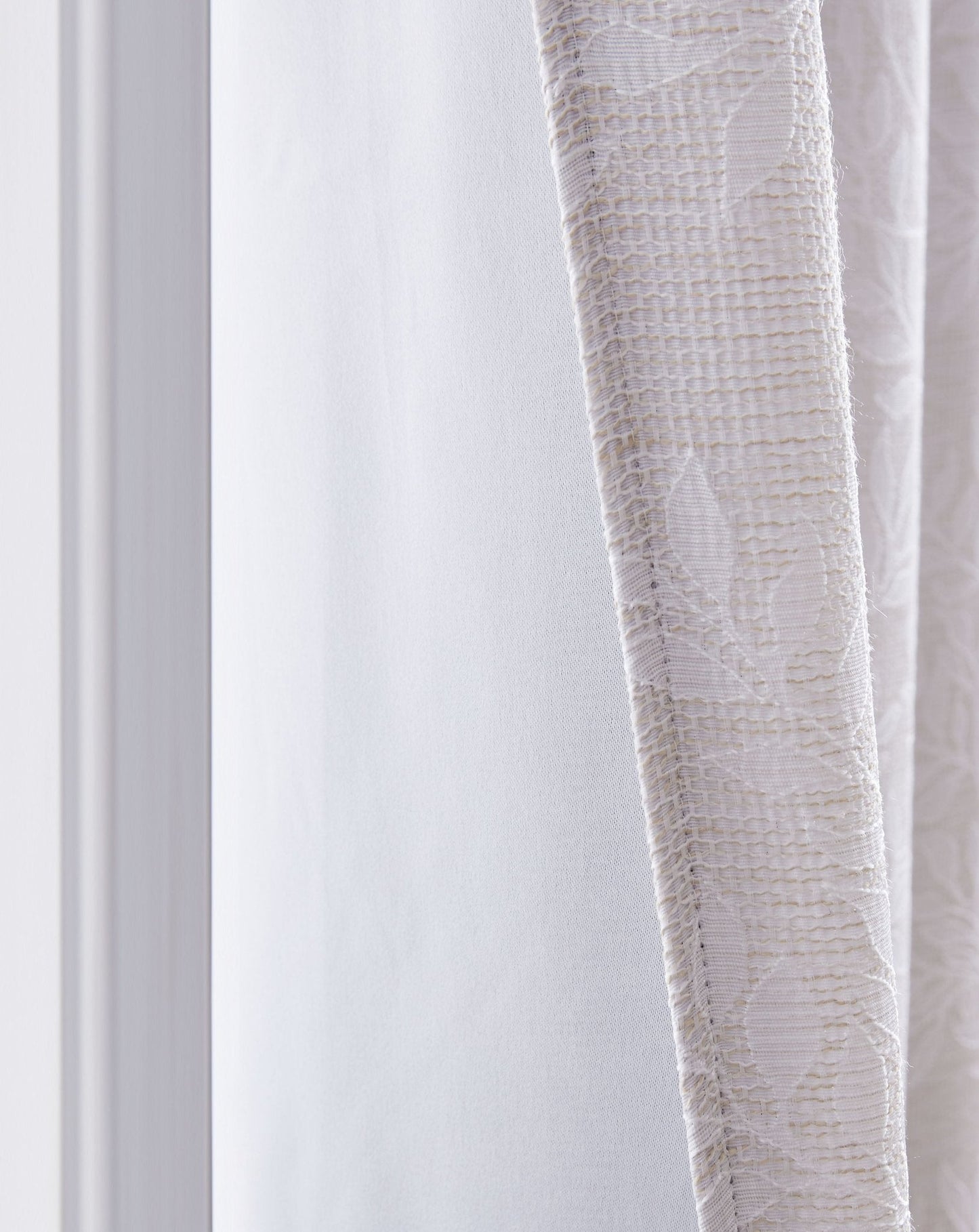 Jacquard Leaf Blackout Grommet 100% Polyester Single Window Panel - Beige