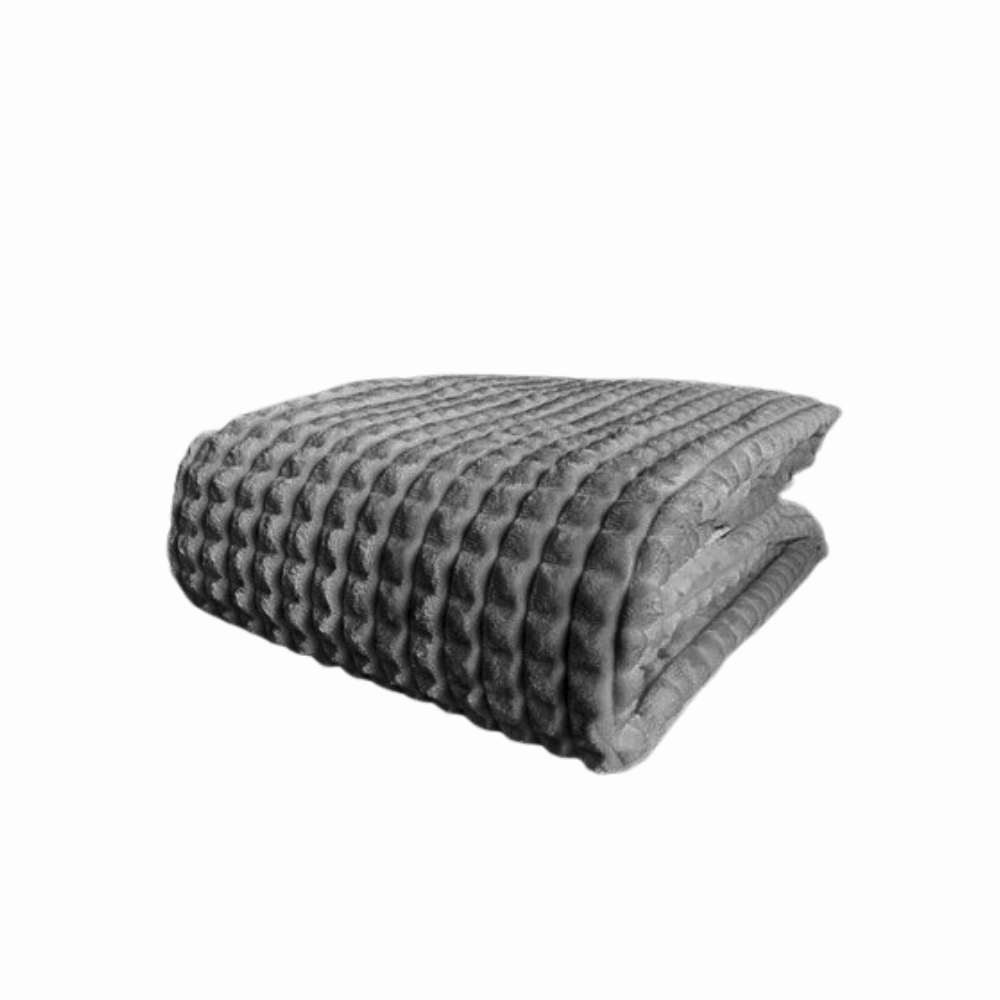 Velour Fleece Blanket & Throw - Grey - Side View