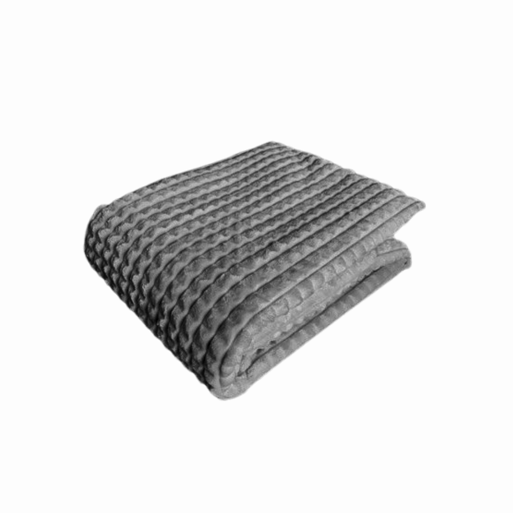 Velour Fleece Blanket & Throw - Grey - Side View