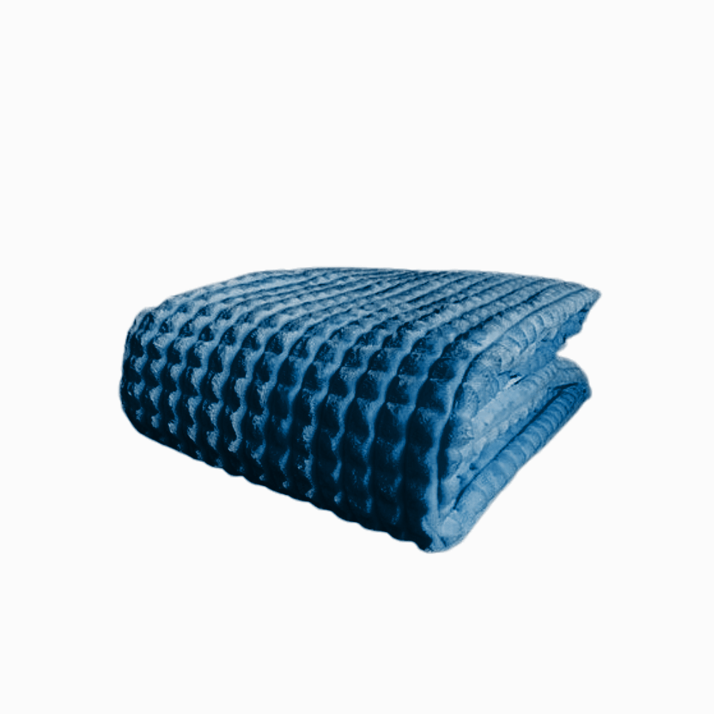 Velour Fleece Blanket & Throw - Navy Blue - Side view