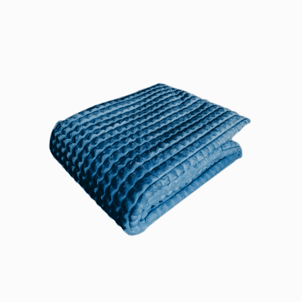 Velour Fleece Blanket & Throw - Navy Blue - Side view
