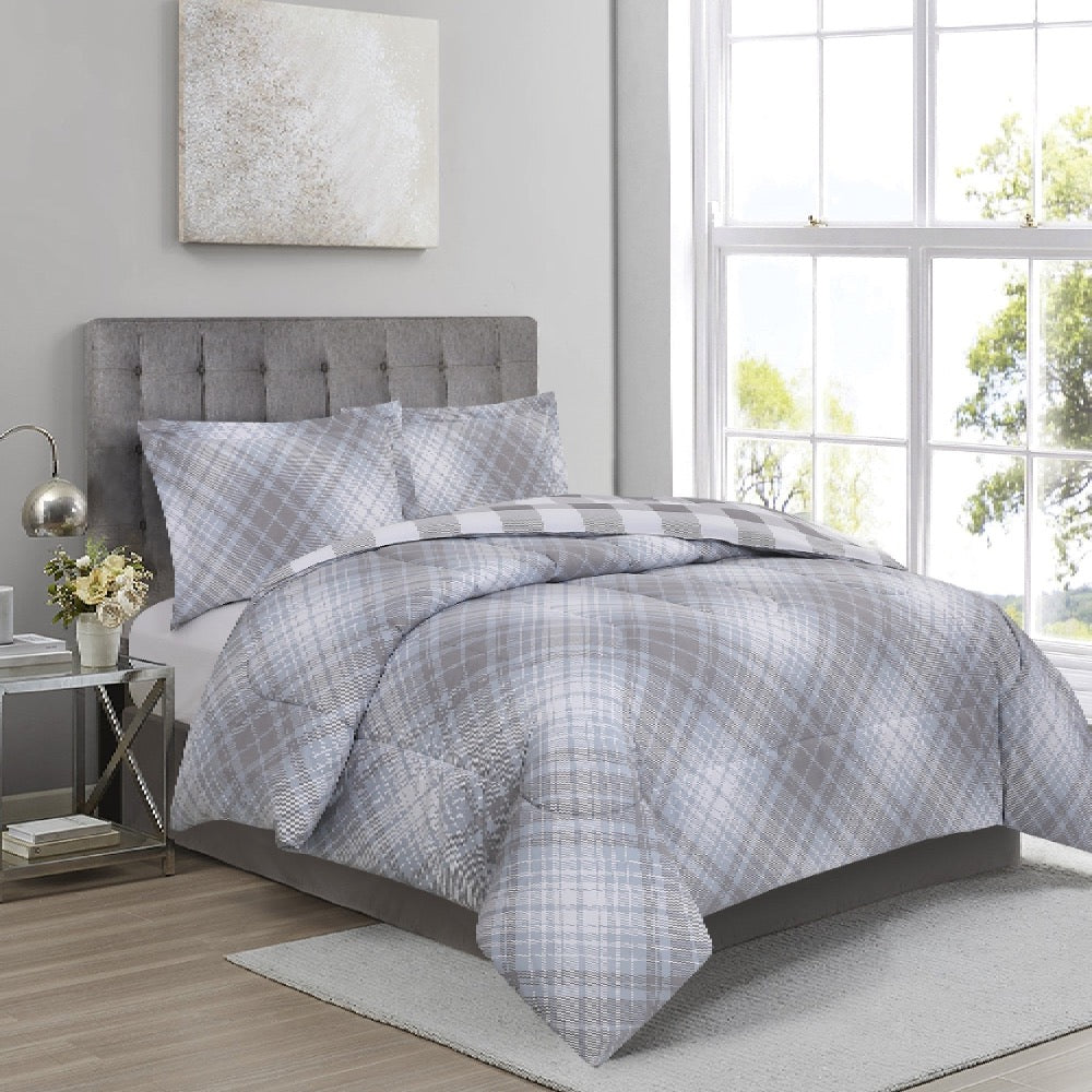 3-piece comforter set for hotels, Airbnb, and motels, includes soft comforter and pillow shams, ideal for frequent guest use