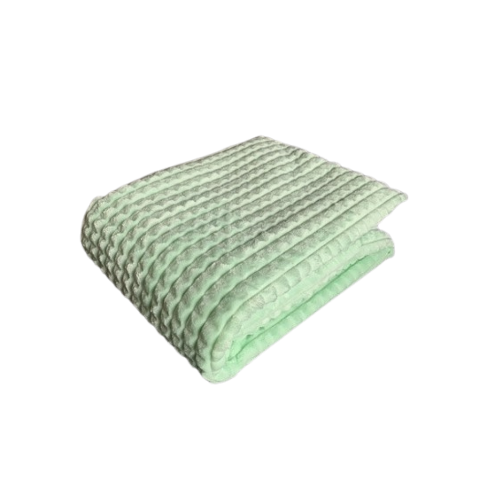 Velour Fleece Blanket & Throw - Turquoise - Side view