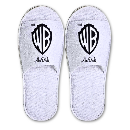 Embroidered WB Logo White Open Toe Slippers - Clearance