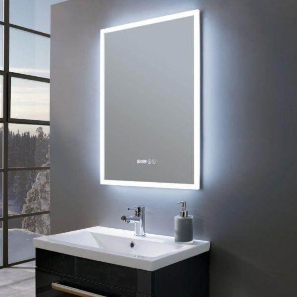 LED bathroom mirror with touch control for hotels and Airbnb, ideal for bulk bathroom supply