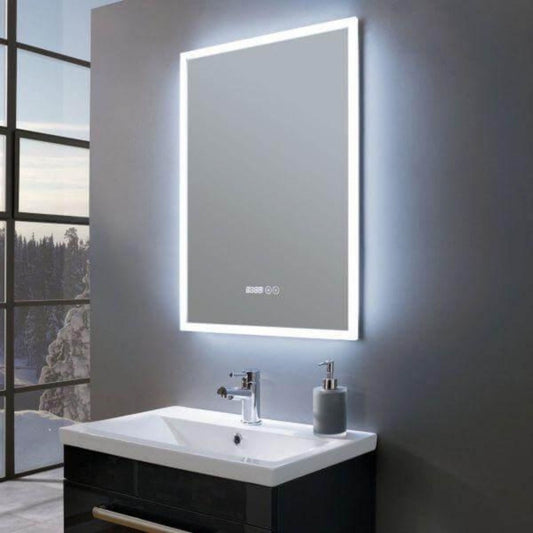 LED bathroom mirror with touch control for hotels and Airbnb, ideal for bulk bathroom supply