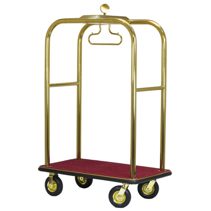 Luxury Curved Hotel Bellman Cart Modern Anti-Finger Print - Gold