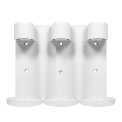 Triple 250ml (9oz) ABS Environmentally Friendly Plastic Hotel Amenity Bottle Holder/Fixture and Tamper Resistant Locking System - White