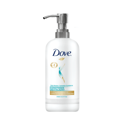 240 ml Dove Daily Moisture conditioner with pump, travel-sized bulk for guestroom hair care in hotels and motels