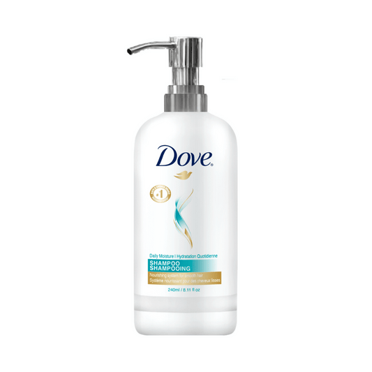 240 mL Dove Daily Moisture shampoo with pump, travel-sized bulk for guestroom hair care in hotels and motels