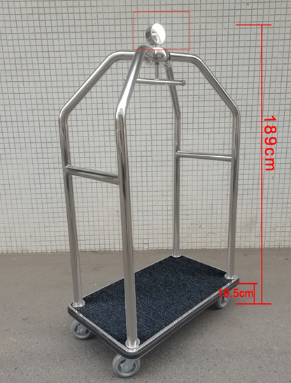 Luxury Angled Hotel Bellman Cart Modern Anti-Finger Print - Dimensions