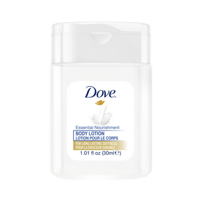 30ml Dove Hydrating Care body lotion, softening and skin-friendly, great for spa kits, hotels, and guest bathroom use
