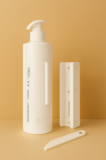 Professional amenity dispenser wall bracket with tamper-resistant lock, designed for efficient housekeeping maintenance