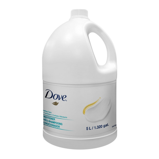 5L Dove Hydrating Care conditioner refill, smooth and soft, perfect for hospitality bathroom dispensers.