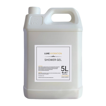 5L shower gel refill for hotel amenities, formulated with soothing essential oils for a refreshing and aromatic guest experience.