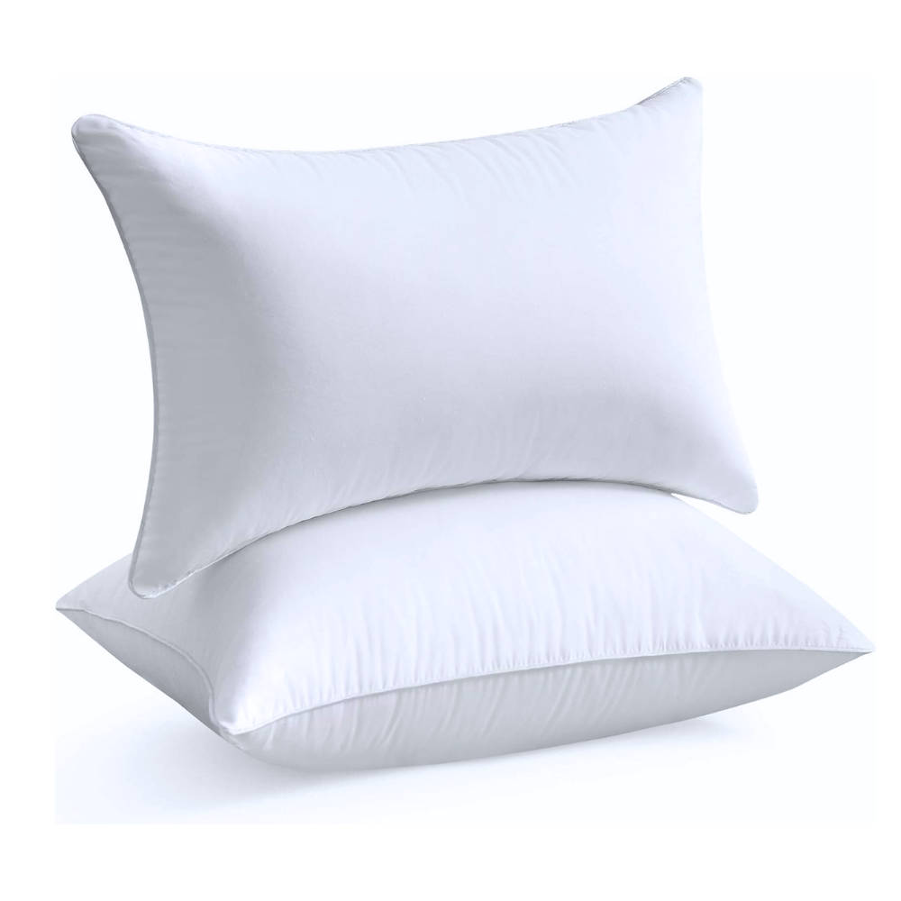 IHG - Firm Pillow with white piping - Breathable Cotton Pillow Cooling anti-snore pillow with hypoallergenic memory foam, offering a premium solution to improve sleep posture and minimize nighttime disruptions