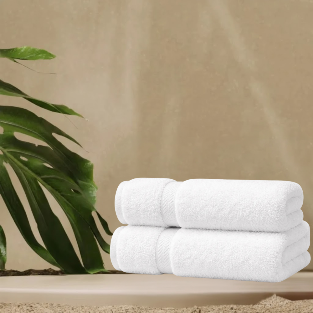 Commercial-grade organic cotton bath towels suitable for hotels and spas, built for frequent laundering and long-term use