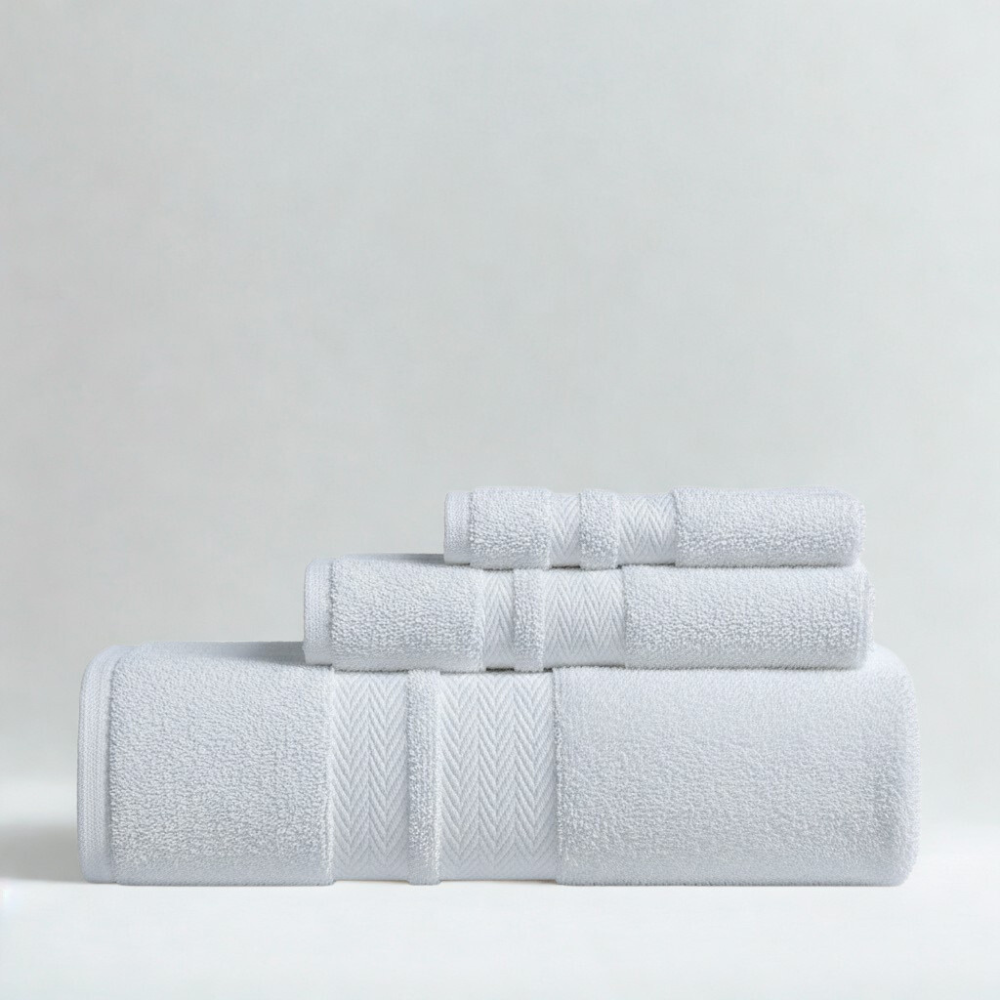 Hospitality bath towel pack, absorbent cotton linens for guest bathrooms and bulk orders
