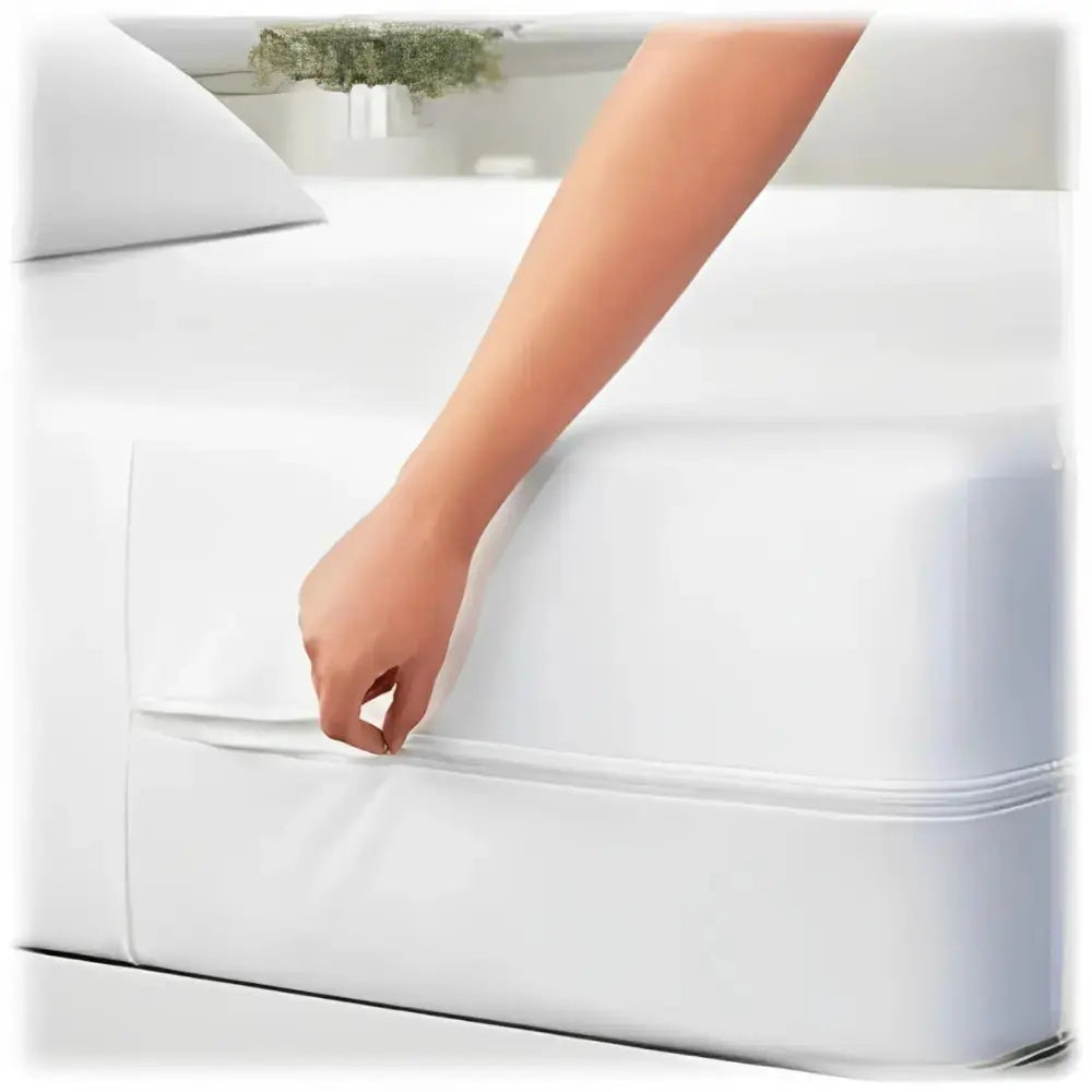 Protective microfiber box spring encasement designed for hotels, motels, and resorts to prevent wear and contamination
