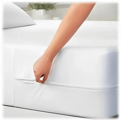 Protective microfiber box spring encasement designed for hotels, motels, and resorts to prevent wear and contamination