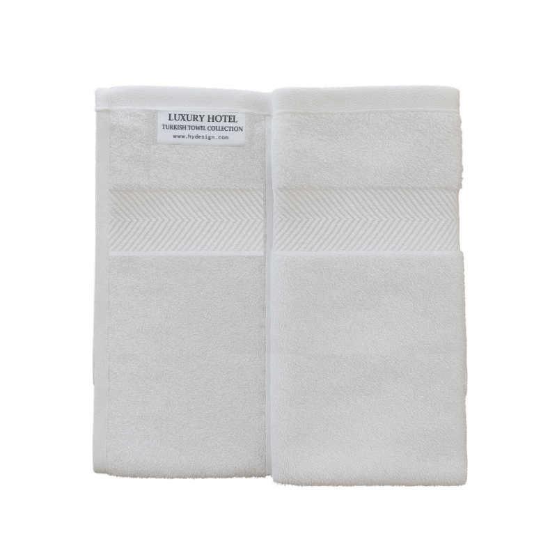 Premium 100% Turkish cotton hand towel, hotel-quality, soft, absorbent folded to show all the detail. Perfect for hospitality use