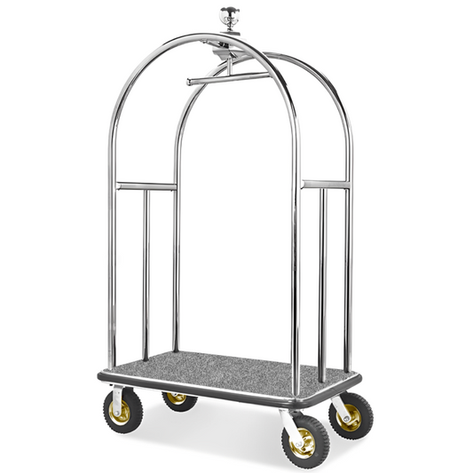 Stainless Steel Birdcage Luggage Trolley - Chrome